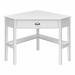 Buy 💯 Costway Contemporary MDF And Pine Wood Corner Computer Desk In White 😍