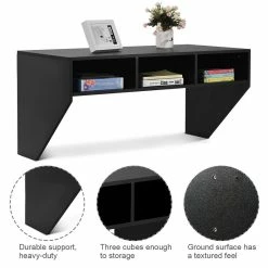 Best reviews of ⭐ Costway Contemporary MDF Wall Mounted Floating Computer Desk In Black 🛒 -Cheap Executive Store 2301459 5 L
