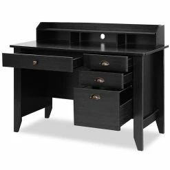 Discount 😍 Costway Contemporary MDF Computer Desk With 3 Side Drawers In Black Finish 🌟 -Cheap Executive Store 2301534 2 L