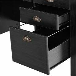 Discount 😍 Costway Contemporary MDF Computer Desk With 3 Side Drawers In Black Finish 🌟 -Cheap Executive Store 2301534 5 L