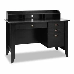 Discount 😍 Costway Contemporary MDF Computer Desk With 3 Side Drawers In Black Finish 🌟
