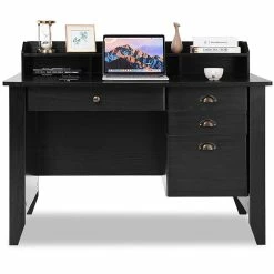 Brand new 🥰 Costway Contemporary MDF Computer Desk With 3 Side Drawers In Black 🔥 -Cheap Executive Store 2301537 7 L