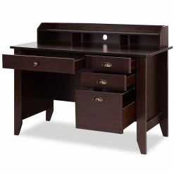 New 💯 Costway Contemporary MDF Computer Desk With 3 Side Drawers In Brown 🌟 -Cheap Executive Store 2301538 2 L