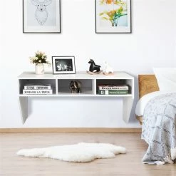 Brand new ❤️ Costway Contemporary MDF Wall Mounted Floating Computer Desk In White 😍 14 Brand new ❤️ Costway Contemporary MDF Wall Mounted Floating Computer Desk In White 😍 -Cheap Executive Store 2314266 4 L