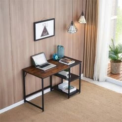 Hot Sale 🥰 Better Home Products Howdy Home Office 47 Inch Computer Desk With Shelves Brown 😍 -Cheap Executive Store 2318783 12 L
