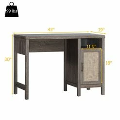 Budget 👍 Costway Contemporary Wood Computer Desk With Storage Cabinet In Oak 😉 -Cheap Executive Store 2326218 10 L