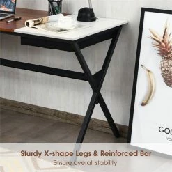 Best deal 🥰 Costway Contemporary Wood Computer Desk With Drawer & Storage Bag In Walnut ✔️ -Cheap Executive Store 2326294 6 L