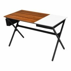 Best deal 🥰 Costway Contemporary Wood Computer Desk With Drawer & Storage Bag In Walnut ✔️