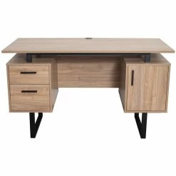 Cheapest ✔️ Techni Mobili Modern Wooden Computer Desk With Storage In Walnut 👏 -Cheap Executive Store 2385406 3 L