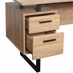 Cheapest ✔️ Techni Mobili Modern Wooden Computer Desk With Storage In Walnut 👏 -Cheap Executive Store 2385406 5 L