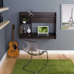 Brand new 🛒 Allora Contemporary Floating Desk In Espresso 😍 -Cheap Executive Store 2396096 3 L