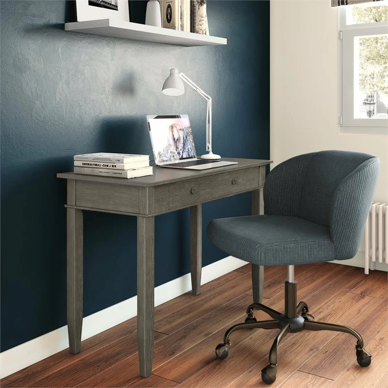 Wholesale 🔔 Allora Solid Wood Home Office Desk In Farmhouse Gray 😀 2 Wholesale 🔔 Allora Solid Wood Home Office Desk In Farmhouse Gray 😀 - Image 2