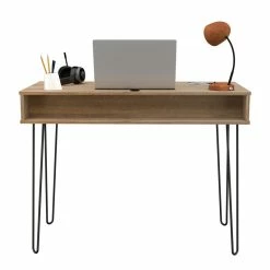 Cheap 🛒 Inval America Inval 1 Drawer Computer Desk With Hairpin Legs In Brown Amaretto ✨ -Cheap Executive Store 2398443 14 L