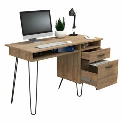 New 👏 Inval America Inval 2-Drawer Mid-Century Computer Desk In Brown Amaretto 🥰 -Cheap Executive Store 2398448 14 L