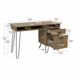 New 👏 Inval America Inval 2-Drawer Mid-Century Computer Desk In Brown Amaretto 🥰 -Cheap Executive Store 2398448 17 L