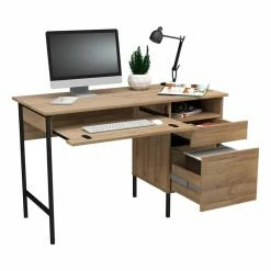Best Sale ❤️ Inval America Inval 2-Drawer Computer Desk With Open Storage In Brown Amaretto 🧨 -Cheap Executive Store 2398449 6 L