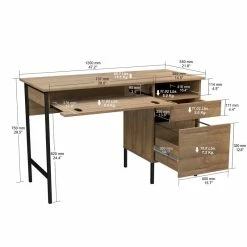Best Sale ❤️ Inval America Inval 2-Drawer Computer Desk With Open Storage In Brown Amaretto 🧨 -Cheap Executive Store 2398449 8 L