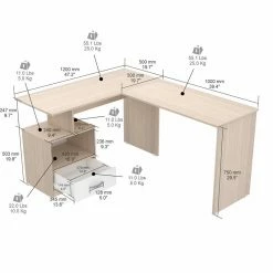 Coupon 🥰 Inval America Inval Merlin L-Shape Computer Desk With Cubby In Maple And White 😉 -Cheap Executive Store 2398456 7 L