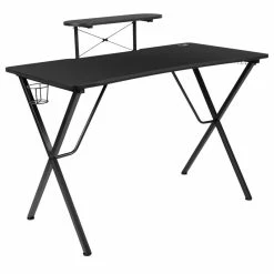 Best deal 🤩 Bowery Hill 2 Piece Gaming Desk Set With Monitor Stand In Black 🎁 -Cheap Executive Store 2405074 11 L