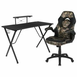 Best reviews of 😉 Bowery Hill 2 Piece Gaming Desk Set In Black And Camouflage 😀