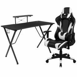 Top 10 ⭐ Bowery Hill Gaming Desk And Reclining Swivel Chair In Black ✔️