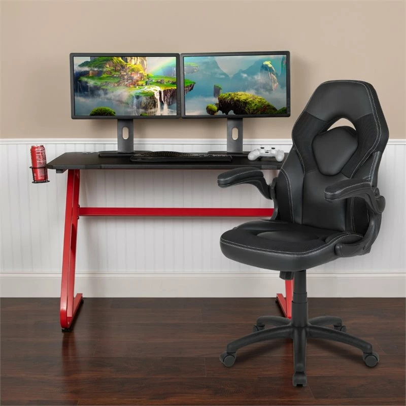 Best deal π Bowery Hill 2 Piece Z-Frame Gaming Desk Set In Red And Black β€οΈ 2 Best deal π Bowery Hill 2 Piece Z-Frame Gaming Desk Set In Red And Black β€οΈ - Image 2