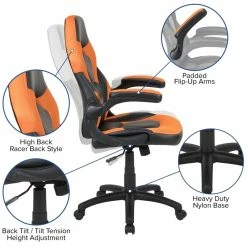 Best reviews of ❤️ Bowery Hill 2 Piece Z-Frame Gaming Desk Set In Red And Orange ✔️ -Cheap Executive Store 2405104 14 L