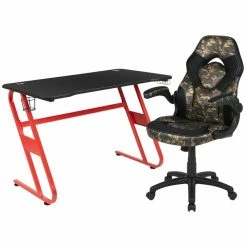 Top 10 ⭐ Bowery Hill 2 Piece Z-Frame Gaming Desk Set In Red And Camouflage 💯