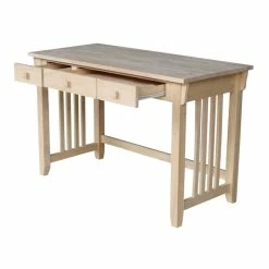 Outlet 🔔 Pemberly Row Traditional Solid Harwood Computer Desk ⭐ -Cheap Executive Store 2405239 6 L