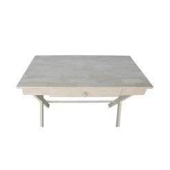 Coupon ⭐ Pemberly Row Solid Hardwood Cross Leg Desk Unfinished 👏 -Cheap Executive Store 2405252 7 L