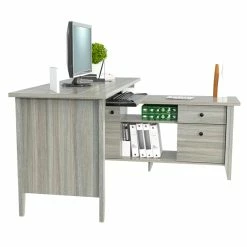Buy 🎉 Pemberly Row L-Shaped Computer Writing Desk In Smoke Oak ✔️ -Cheap Executive Store 2405324 15 L