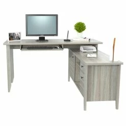 Buy 🎉 Pemberly Row L-Shaped Computer Writing Desk In Smoke Oak ✔️ -Cheap Executive Store 2405324 16 L