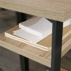 Best Pirce 😀 Pemberly Row Mid-Century Wood And Metal L-Shape Desk In Charter Oak ⭐ -Cheap Executive Store 2405331 8 L