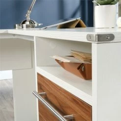 Flash Sale 🎉 Pemberly Row Engineered Wood L-Shaped Computer Desk In Pearl Oak/Blaze Acacia ✨ -Cheap Executive Store 2405337 8 L