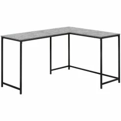 Cheap ✔️ Pemberly Row 58" L Shaped Corner Faux Stone Top Computer Desk In Gray And Black 🛒