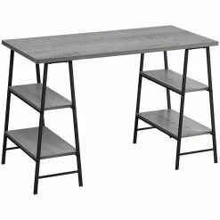 Wholesale ⌛ Pemberly Row 3 Tier Wood Top Sawhorse Computer Desk In Gray And Black 🎁