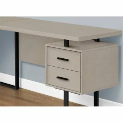 Budget 🧨 Pemberly Row Reversible Wooden L Shaped Corner Computer Desk In Taupe And Black ❤️ -Cheap Executive Store 2405349 2 L