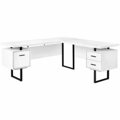 Discount ⌛ Pemberly Row Reversible Wooden L Shaped Corner Computer Desk In White And Black 👏