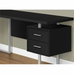 Discount 🥰 Pemberly Row Reversible Wooden L Shaped Corner Computer Desk In Black And Silver 😍 -Cheap Executive Store 2405353 2 L