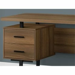 Best deal 😀 Pemberly Row Revesible Wooden Floating Desktop Computer Desk In Walnut And Black 🤩 -Cheap Executive Store 2405354 2 L