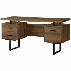 Best deal 😀 Pemberly Row Revesible Wooden Floating Desktop Computer Desk In Walnut And Black 🤩