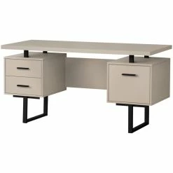 Flash Sale 🎉 Pemberly Row Revesible Wooden Floating Desktop Computer Desk In Taupe And Black 🔥