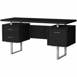 Best reviews of ✔️ Pemberly Row Revesible Wooden Floating Desktop Computer Desk In Black And Silver ✨