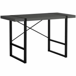 Hot Sale 😉 Pemberly Row Thick Wood Top X Base Computer Desk In Gray And Black 🎉