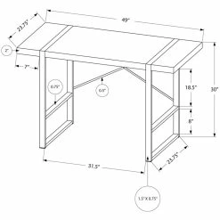 Brand new ⭐ Pemberly Row Thick Faux Stone Top X Base Computer Desk In Gray And Silver 🧨 -Cheap Executive Store 2405372 3 L