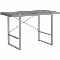 Brand new ⭐ Pemberly Row Thick Faux Stone Top X Base Computer Desk In Gray And Silver 🧨