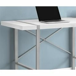 Brand new 🤩 Pemberly Row Thick Wood Top X Base Computer Desk In White And Silver 👏 -Cheap Executive Store 2405373 2 L