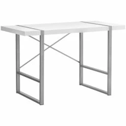 Brand new 🤩 Pemberly Row Thick Wood Top X Base Computer Desk In White And Silver 👏