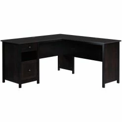 Promo 👍 Pemberly Row Wooden L Shaped Computer Desk In Estate Black ❤️