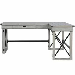Coupon ⌛ Pemberly Row Wood L Desk With Lift Top In Rustic White ⭐ -Cheap Executive Store 2405377 2 L